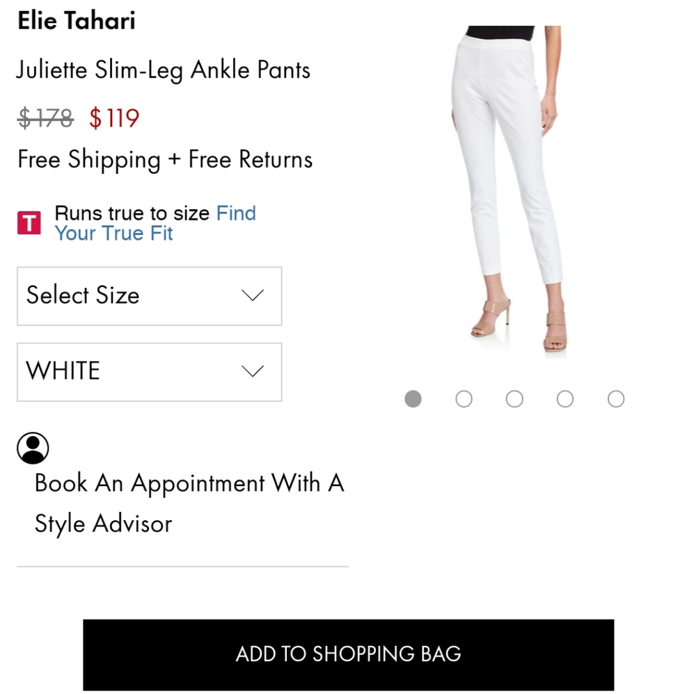 El Tahari Juliet white dress pants size 2 new with